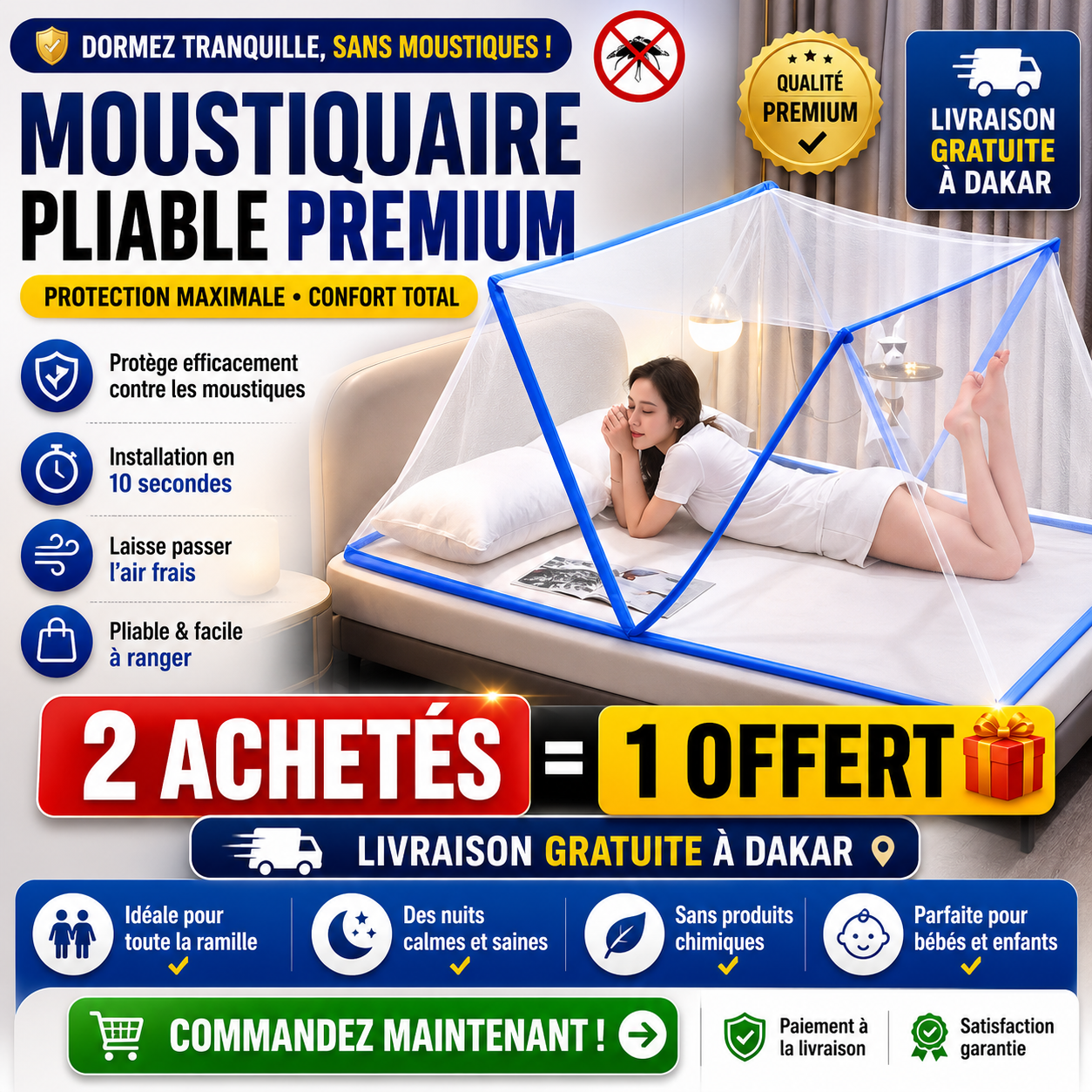 Moustiquaire Pliable a 3 Places